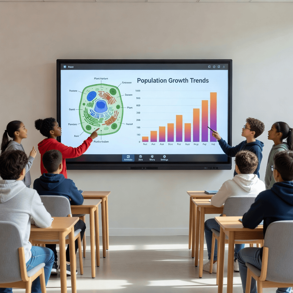 Interactive flat panel display in a smart classroom